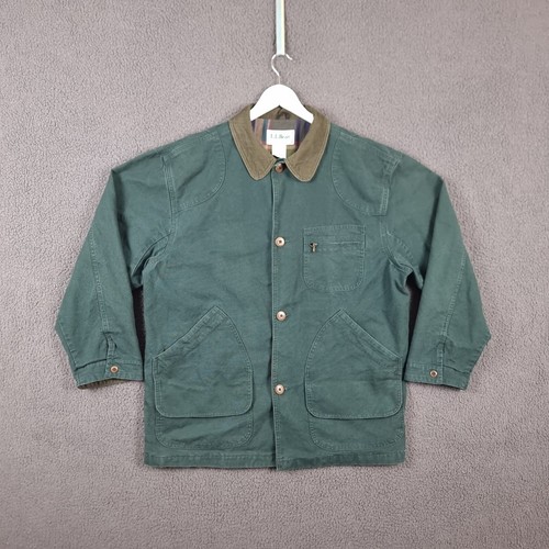Vintage LL BEAN Jacket Mens L Large Green Barn Field Coat Canvas USA Hunting 80s