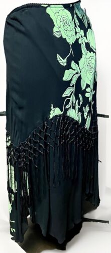 Dressbarn gefütterter schwarz-grün Blumen Rock Boho Gypsy Bauernfee Gr. L - Bild 5 von 6
