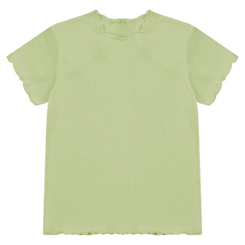  Kids Girls Lettuce Trim Ribbed T-shirt Casual Short Sleeve Tops T shirts Tees - Foto 26 di 74