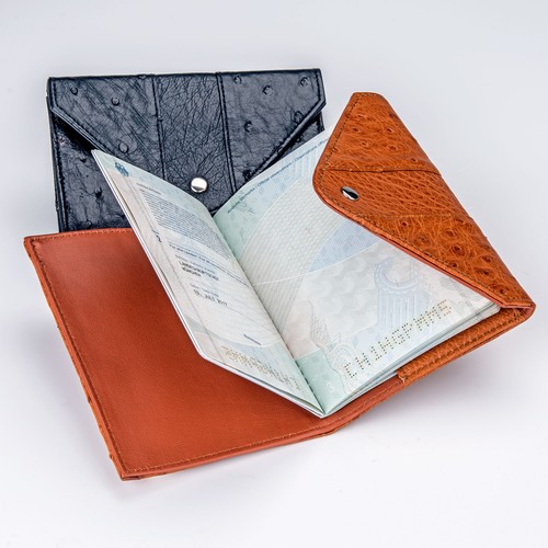 edles Reisepassetui Ausweis Etui Straussenetui Pass Straussenleder Strauss Leder - Bild 3 von 4