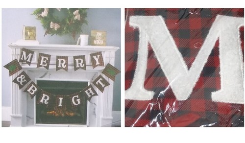 Merry & Bright  Christmas holiday Decor  Gingham garland  Banner Ornament - Bild 2 von 11