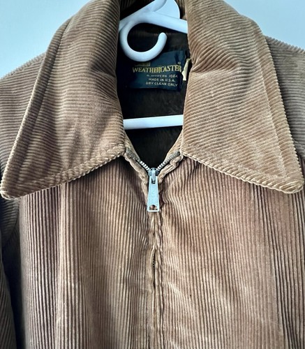 Vtg Weathercaster Modern Idea Men’s Coat Brown Corduroy Size 44 Pockets Faux Fur - Picture 8 of 17