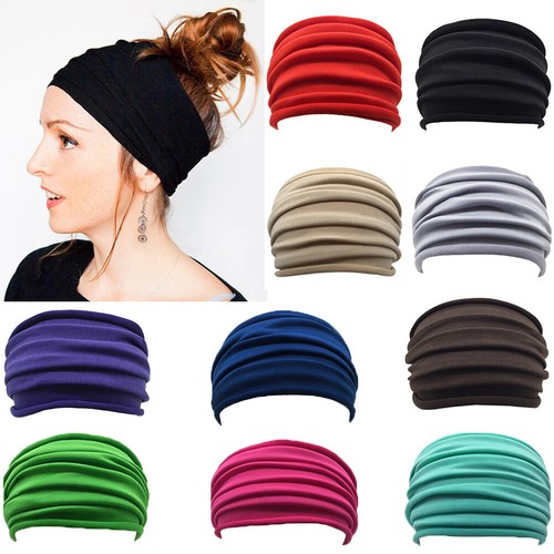 Women Yoga Sports Gym Workout Wide Hair Bandana Wrap Head band headband Scarf♧ ↖ - Picture 3 of 26
