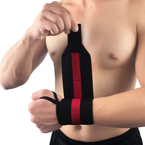 Braccialetto Uomo Sport A Righe Fitness Bende Bracciali Supporto Palestra Sollevamento Pesi - Foto 14 di 15