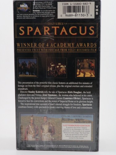 Spartacus (VHS, 1997, 30th Anniversary Restored Version) Kirk Douglas-Brand New - Picture 3 of 5