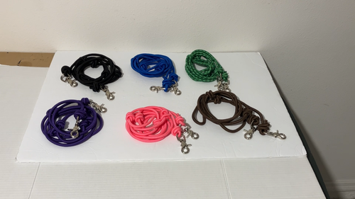 Horse Reins 8FT Poly Rope with Four Knots Nickel Plated Trigger Snaps KHR001 - Video 1 of 1