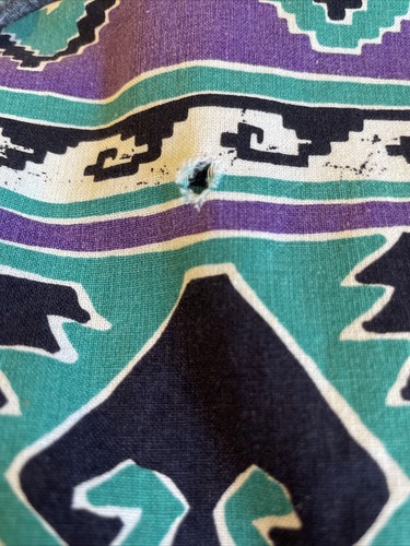 Vintage 90s Wrangler Brush Popper Long Sleeve Shirt Aztec Purple Black Green XL - Bild 22 von 24
