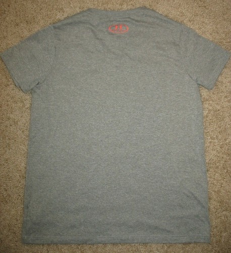 Girls YSM Loose Under Armour Short Sleeve V-Neck T-Shirt SMALL Gray w/ Orange - Picture 2 of 2