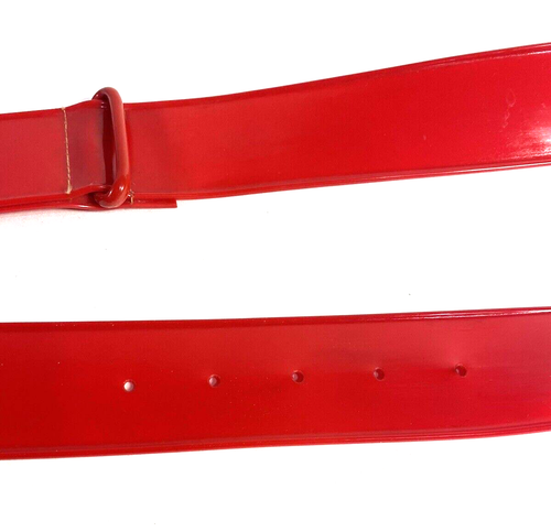 Vintage Women's Red Belt Vinyl Plastic Mid Mod 60s Go-Go Rockabilly Size 30 XS/S - Picture 6 of 12