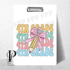 Stacked Grade Level Pencil Ribbon Clipboard Custom Teacher Gift Any Grade Level