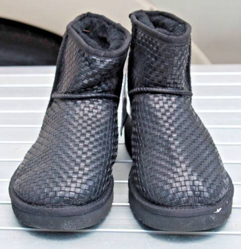 UGG Black  Womens Classic Mini Woven Boots Size 10 - Picture 1 of 8