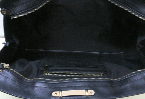 Chloe Alice Large Calfskin Leather HandBag Black and Beige Authentic Travel Bag - Picture 16 of 21