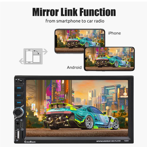 Apple CarPlay 7"Double Din Car Stereo Radio Android Auto Touch Screen+MIC&Camera - Picture 7 of 14