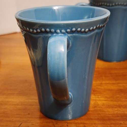 Tazas con cuentas Pioneer Woman (juego de 4) gres azul denim paige usadas en excelente estado como nuevas - Imagen 7 de 16
