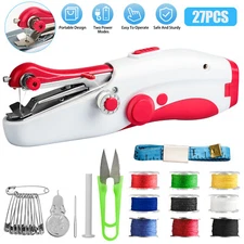 27pcs Mini Portable Handheld Sewing Machine Electric Quick Stitch DIY Repair Kit