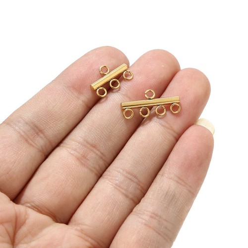 20pcs Stainless Steel Gold Bracelet Earring Loops Connectors Link Charm Pendants - Picture 2 of 8