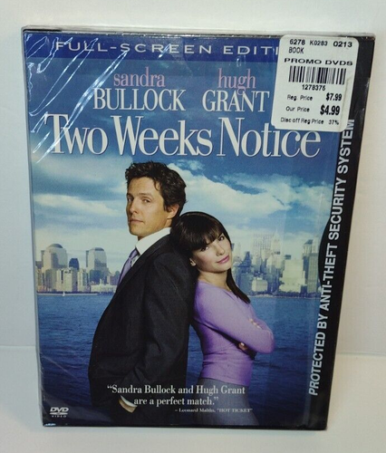 Two Weeks Notice DVD 2003 Full screen Movie Sealed Sandra Bullock Hugh Grant - Bild 9 von 9