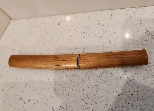 Vintage Serrated Knife Stainless Steel Short Blade Wood Sheath from Spain Katana - Picture 1 of 9