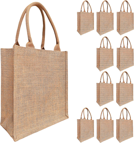 10 PCS Burlap Tote Bags Beach Jute Burlap Bridesmaid Gift Vertical Version10.2×1
