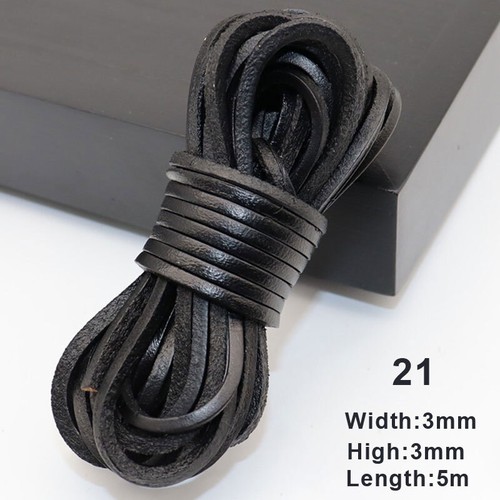 5 m Leather Cord Round Flat Rope String Necklace Bracelet Jewelry Cord Wire DIY - Picture 33 of 36