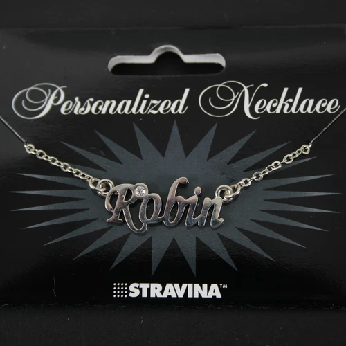 ROBIN Name NEW Silvertone Rhinestone 14.5" w 4.5" Multi Ring Ext Necklace image 7