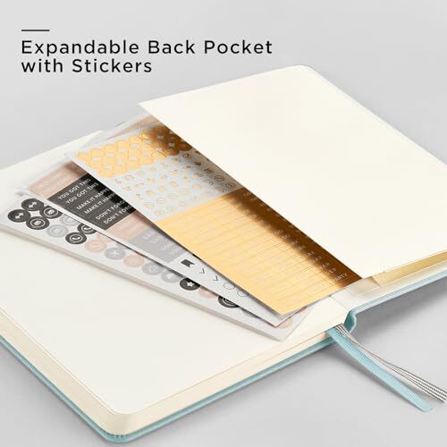 Dotted Journal Notebook, A5 Hardcover Leather Bullet Dotted Journal, 160 Cyan - Bild 6 von 7