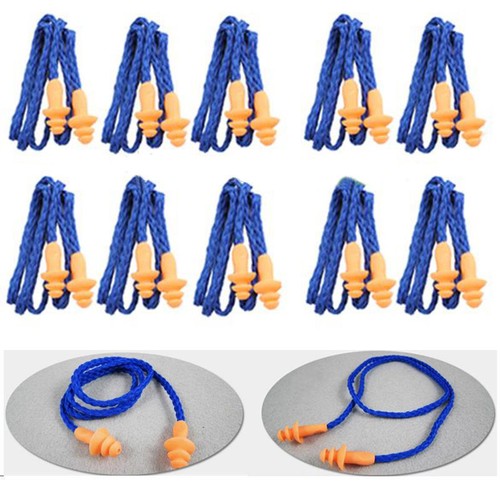 10pcs Reusable Hearing Protection Earplugs Corded Safety Soft Silicone Ear Plugs - Picture 9 of 12