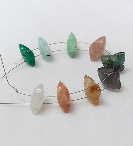 Butterfly Shape Natural Gemstone/Front-back Top and Bottom Drilled/RJS-427 - Picture 3 of 8