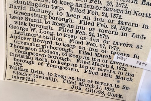 1872 WESTMORELAND COUNTY PA TAVERN LICENSE LUDWICK LARIMER SEWICKLEY YOUNGSTOWN+ - Picture 3 of 3