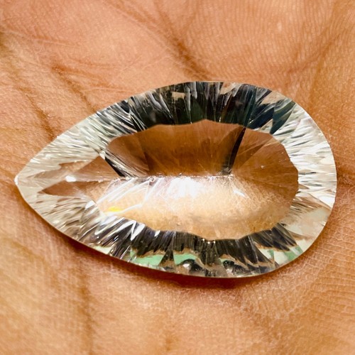 34 Cts Natural White Quartz 30x18.5mm Pear Concave Cut Pendant Size Gemstone - Picture 12 of 12