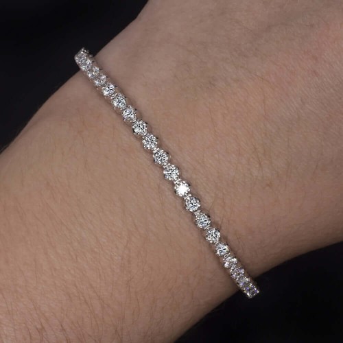 3.23ct LAB CREATED DIAMOND TENNIS BRACELET 14k WHITE GOLD CLASSIC ROUND CUT 3ct - Picture 3 of 3