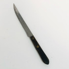 vintage wooden handled kitchen knife 5 inch blade riveted handle brown as is