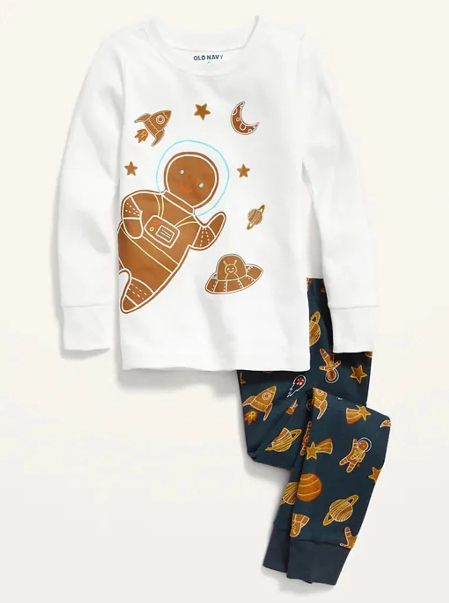 Old Navy Toddler Graphic Snug Fit Pajama Set Space Gingerbread