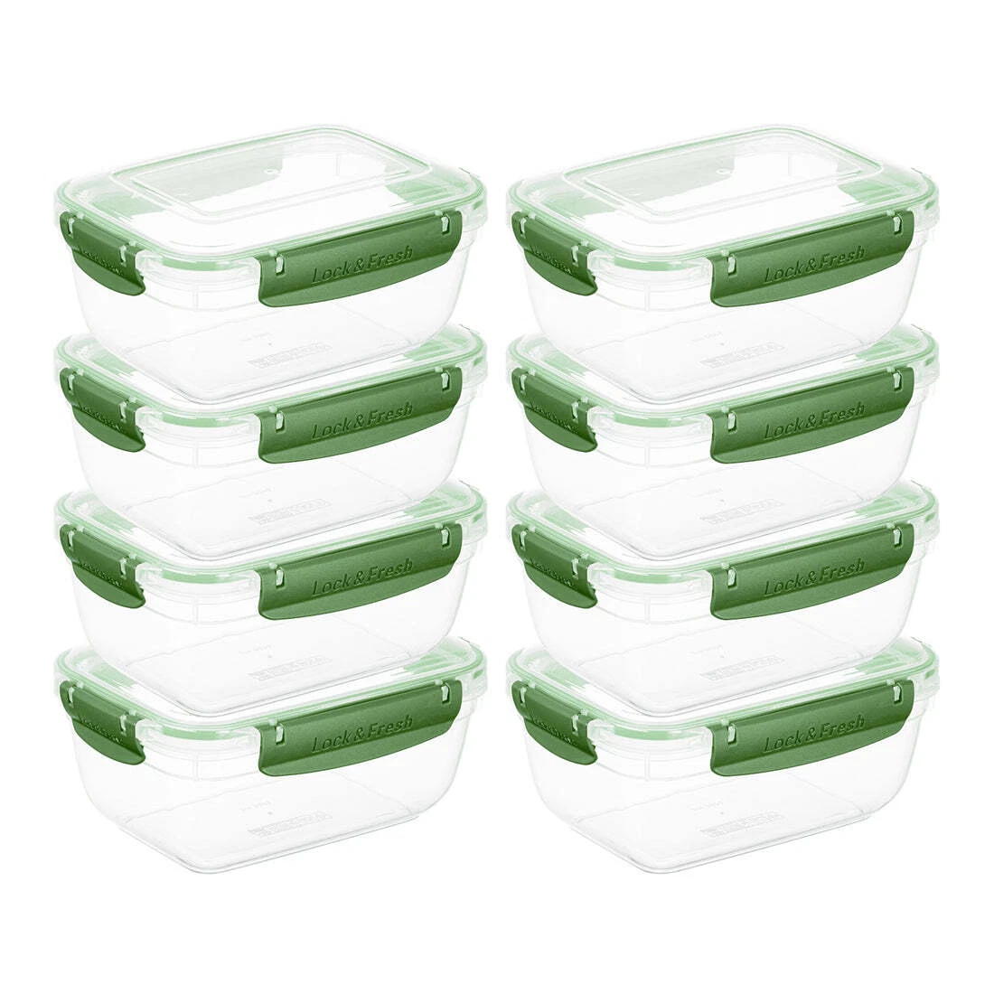 Superio Plastic Food Storage Containers, Airtight Lids, 48 oz., Green, 8 pack