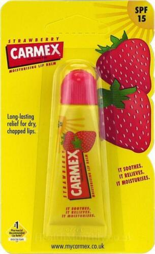 Balsamo per labbra Carmex ciliegia, tubo fragola, sapore di ananas venditore UK gratuito - Foto 3 di 12