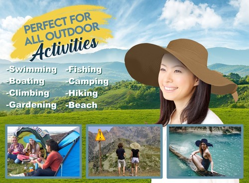 Straw Sun Hat for Women, Wide Brim UPF 50+ UV Protection Cap with Bow - Picture 37 of 72