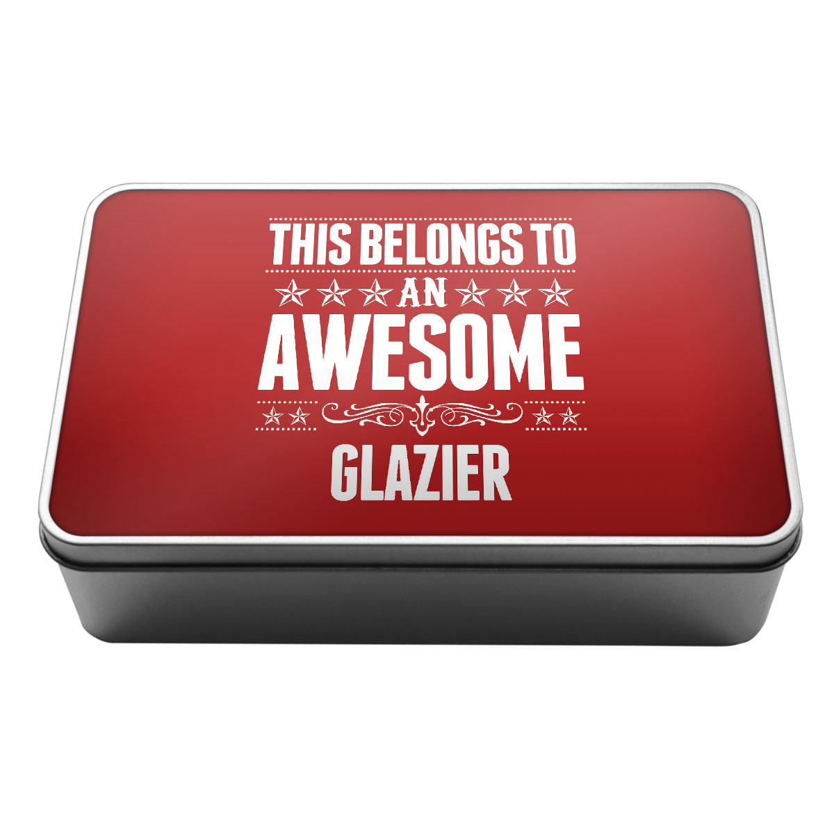 This Belongs to an Awesome Glazier Metal Storage Tin Box 086