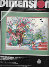 Dimensions NEEDLEPOINT Kit,BIRDCAGE STILL LIFE,SEALED,MPN 2382,Barbara Mock,1991