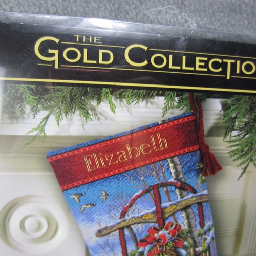 Vintage Gold Collection CHRISTMAS SLED STOCKING Cross Stitch by Dimensions - Picture 2 of 8