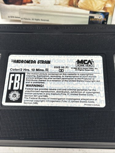The Andromeda Strain (1971) VHS Sci-fi Thriller Arthur Hill David Wayne 1990 - Picture 3 of 5