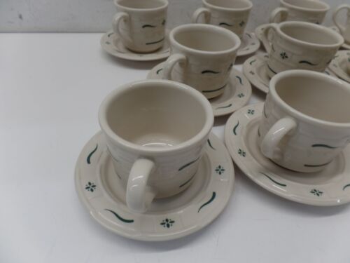 Longaberger Pottery Woven Traditions Heritage Green Pattern -- 22 Piece Tea Set - Picture 2 of 8