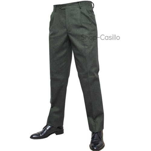 Pantalones Hombre Clásico Franela Mezcla de Lana Invierno Dos Dart Peniques Drop - Imagen 2 de 17