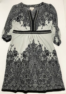 Eci New York Women's Gray Embellished Dress Size 10 Retail $69.99