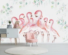 3D Watercolor Flamingo 48703NA Wallpaper Wall Murals Removable Wallpaper Fay