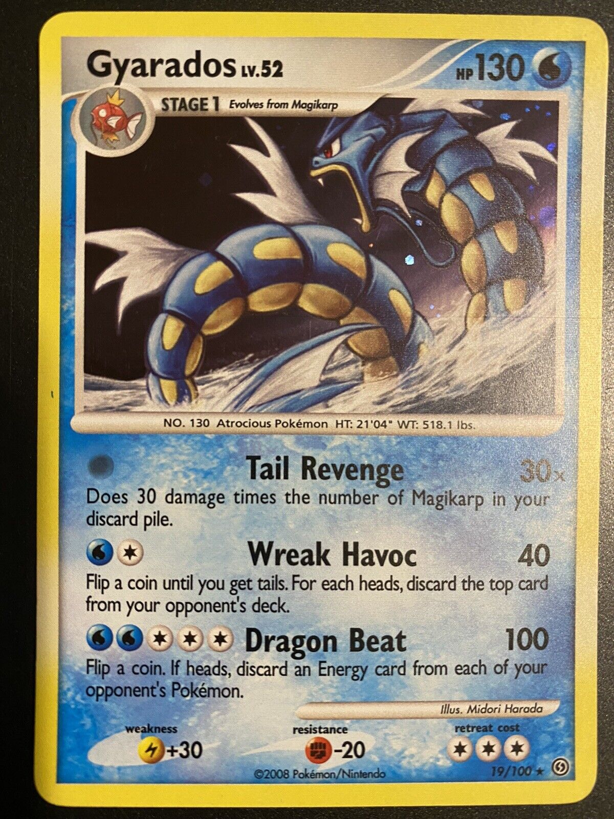 Pokemon Gyarados 19/100 Stormfront Holo Rare Pokemon Card