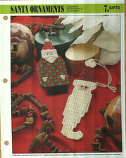 NEW 2 SANTA ORNAMENTS CHRISTMAS ANNIE'S PLASTIC CANVAS PATTERN INSTRUCTIONS