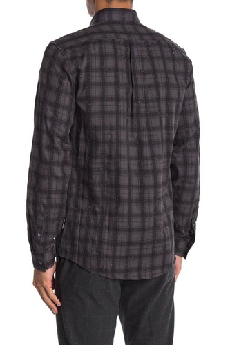 CAMISA LINDBERGH GRIS ABOTONADA L/S ALGODÓN A CUADROS AJUSTE $129 NUEVA CON ETIQUETAS. Talla M - Imagen 2 de 8