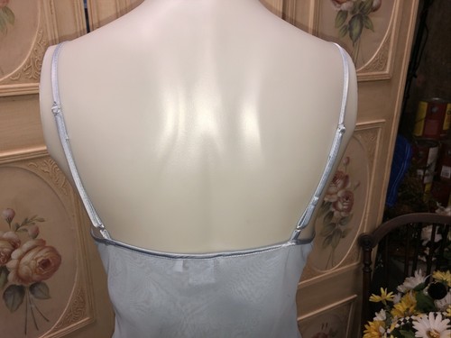 Long Sleeveless Gray-Blue Chiffon Nightgown M - Picture 9 of 13