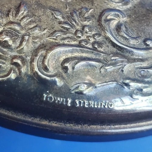 Espelho compacto vintage toalha prata esterlina portátil - Imagem 3 de 4