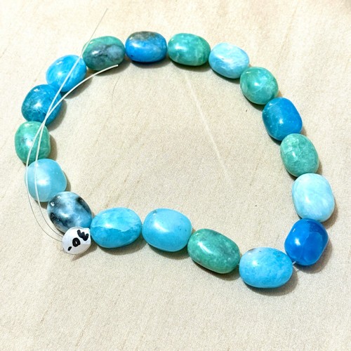 Blue & Green Gemstone Mixed Bead Lot, Dyed Crystal Round & Nugget - 3 Strands - Picture 2 of 13